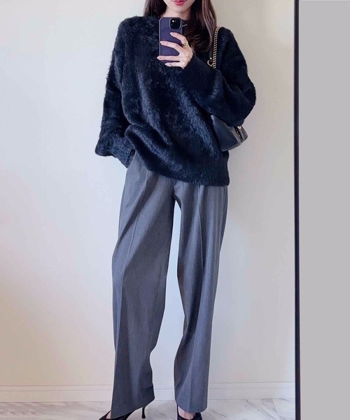 M y u（ミュー）の「クルーネックカラーニットセーター（ニット/セーター・レディース・ピンク/イエロー/アイボリー/グレー/ブラック/ベビーピンク・FREE）」の8枚目の写真