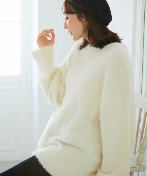 M y u（ミュー）の「クルーネックカラーニットセーター（ニット/セーター・レディース・ピンク/イエロー/アイボリー/グレー/ブラック/ベビーピンク・FREE）」の15枚目の写真