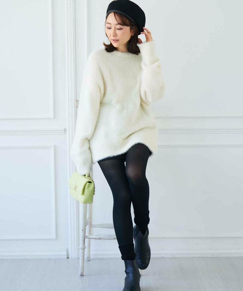 M y u（ミュー）の「クルーネックカラーニットセーター（ニット/セーター・レディース・ピンク/イエロー/アイボリー/グレー/ブラック/ベビーピンク・FREE）」の20枚目の写真