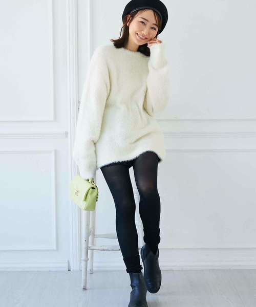 M y u（ミュー）の「クルーネックカラーニットセーター（ニット/セーター・レディース・ピンク/イエロー/アイボリー/グレー/ブラック/ベビーピンク・FREE）」の17枚目の写真