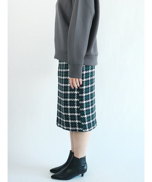 Te chichi（テチチ）の「ロービング千鳥チェックタイトスカート（スカート・レディース・グリーン/オレンジ・SMALL/MEDIUM）」の5枚目の写真