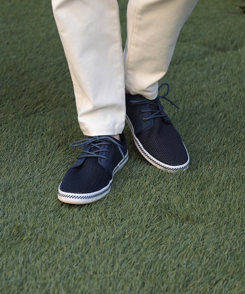 UNION STATION（ユニオンステーション）の「低反発ソール/メッシュシューレースシューズ（その他シューズ・メンズ・ホワイト/ネイビー/ホワイト×ネイビー・S/M/L）」の3枚目の写真