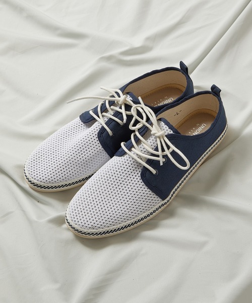UNION STATION（ユニオンステーション）の「低反発ソール/メッシュシューレースシューズ（その他シューズ・メンズ・ホワイト/ネイビー/ホワイト×ネイビー・S/M/L）」の2枚目の写真