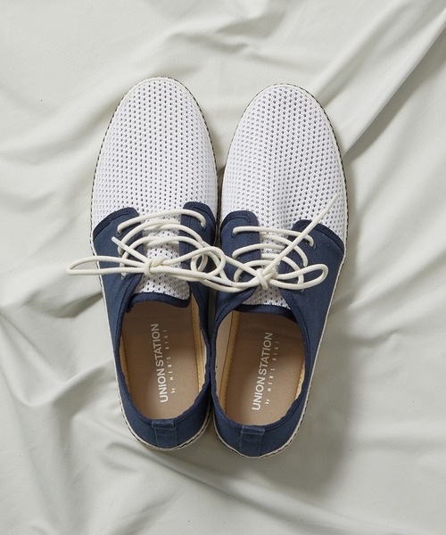UNION STATION（ユニオンステーション）の「低反発ソール/メッシュシューレースシューズ（その他シューズ・メンズ・ホワイト/ネイビー/ホワイト×ネイビー・S/M/L）」の5枚目の写真