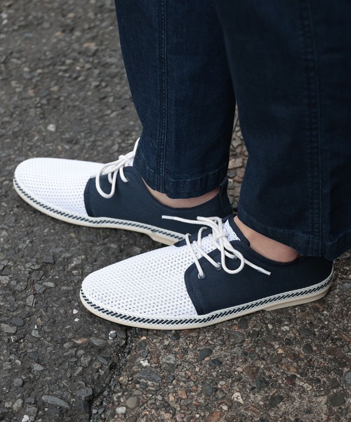 UNION STATION（ユニオンステーション）の「低反発ソール/メッシュシューレースシューズ（その他シューズ・メンズ・ホワイト/ネイビー/ホワイト×ネイビー・S/M/L）」の22枚目の写真
