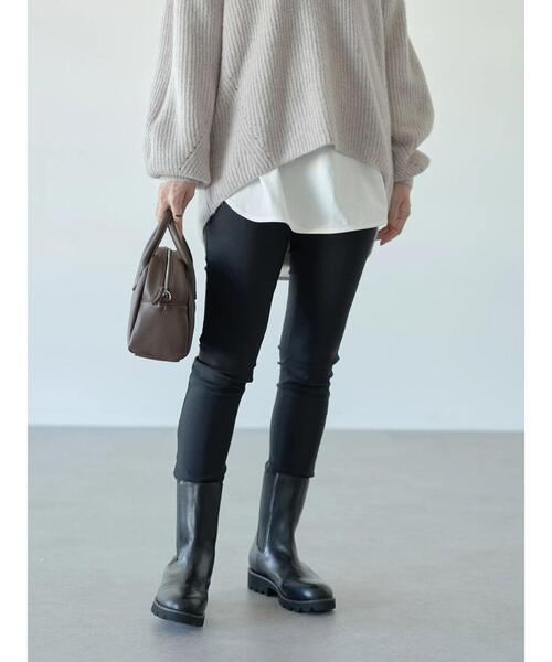 earth music&ecology（アースミュージックアンドエコロジー）の「裏起毛レギパン＊（その他パンツ・レディース・ブラック/グレー/アイボリー/モカ・S/M/L）」の9枚目の写真