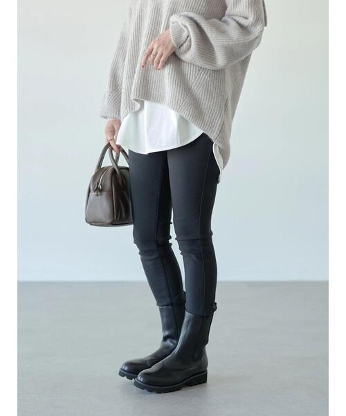 earth music&ecology（アースミュージックアンドエコロジー）の「裏起毛レギパン＊（その他パンツ・レディース・ブラック/グレー/アイボリー/モカ・S/M/L）」の10枚目の写真