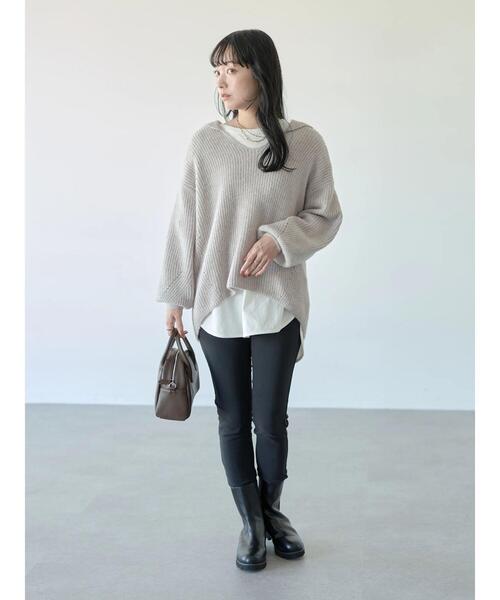 earth music&ecology（アースミュージックアンドエコロジー）の「裏起毛レギパン＊（その他パンツ・レディース・ブラック/グレー/アイボリー/モカ・S/M/L）」の11枚目の写真