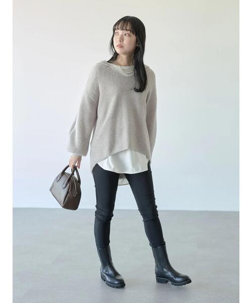 earth music&ecology（アースミュージックアンドエコロジー）の「裏起毛レギパン＊（その他パンツ・レディース・ブラック/グレー/アイボリー/モカ・S/M/L）」の12枚目の写真