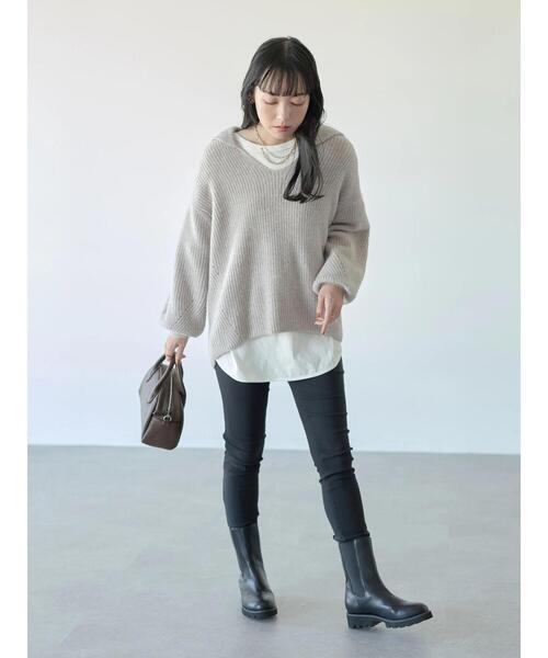 earth music&ecology（アースミュージックアンドエコロジー）の「裏起毛レギパン＊（その他パンツ・レディース・ブラック/グレー/アイボリー/モカ・S/M/L）」の13枚目の写真