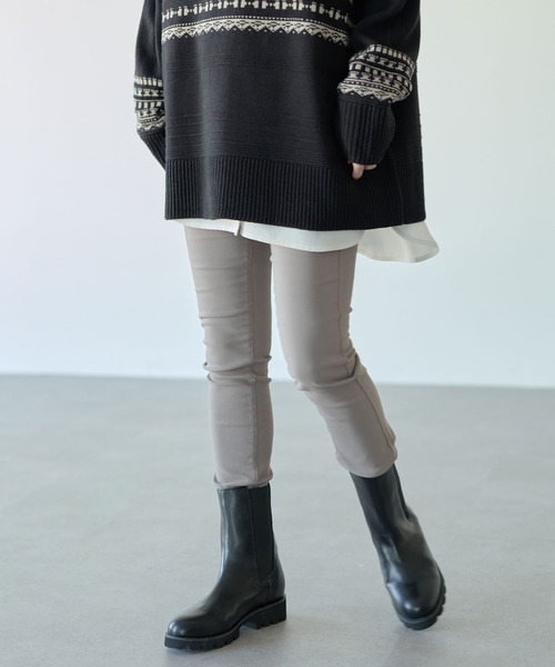 earth music&ecology（アースミュージックアンドエコロジー）の「裏起毛レギパン＊（その他パンツ・レディース・ブラック/グレー/アイボリー/モカ・S/M/L）」の3枚目の写真