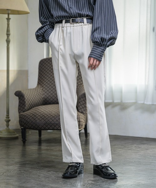 EDEL（エーデル）の「EDEL - ハイウェストセミフレアスラックス（その他パンツ・メンズ・ブラック/ベージュ・SMALL/MEDIUM/LARGE）」の2枚目の写真