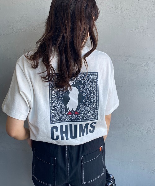 CHUMS（チャムス）の「[CHUMS/チャムス] 別注 ペイズリー柄 バックプリントロゴTシャツ（Tシャツ/カットソー・レディース・ホワイト/ブラック・S/M/L/XL/XXL）」の11枚目の写真