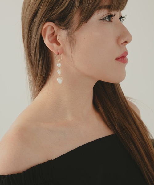 COLOR TOKYO ACCESSORIES(カラートウキョウアクセサリー)の「ハートパールロングピアス(ピアス(両耳用)・レディース・Silver/GOLD ・FREE)」の8枚目の写真
