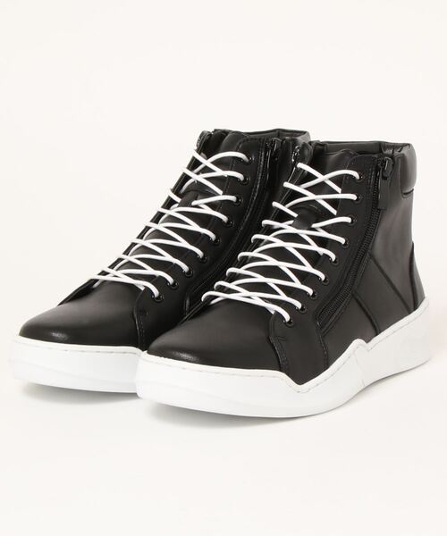 NICOLE CLUB FOR MEN（ニコルクラブフォーメン）の「ダブルＺＩＰハイカットブーツ（ブーツ・メンズ・オフホワイト/ブラック・25.5cm/26.5cm/27.5cm）」の2枚目の写真