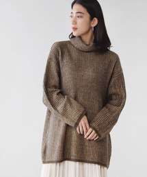 【WEB限定】モヘアタッチ配色リブニットチュニック