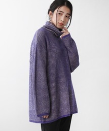 【WEB限定】モヘアタッチ配色リブニットチュニック