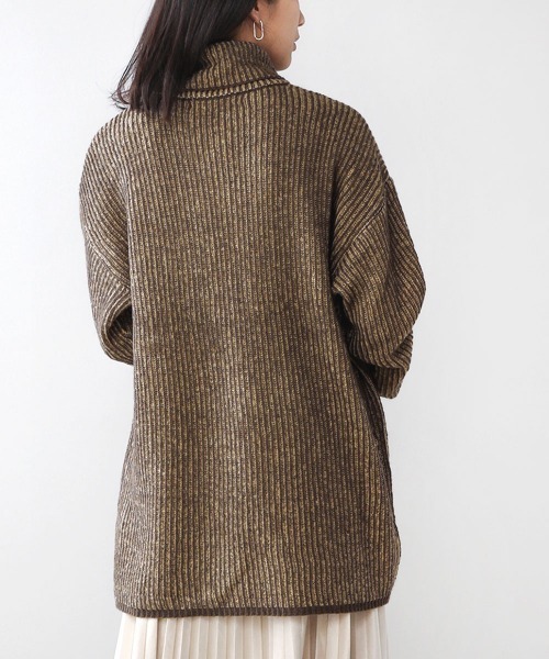 Bou Jeloud（ブージュルード）の「【WEB限定】モヘアタッチ配色リブニットチュニック（ニット/セーター・レディース・チャコールグレー/ブルー/マスタード・FREE）」の9枚目の写真