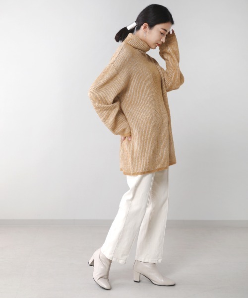 Bou Jeloud（ブージュルード）の「【WEB限定】モヘアタッチ配色リブニットチュニック（ニット/セーター・レディース・チャコールグレー/ブルー/マスタード・FREE）」の11枚目の写真