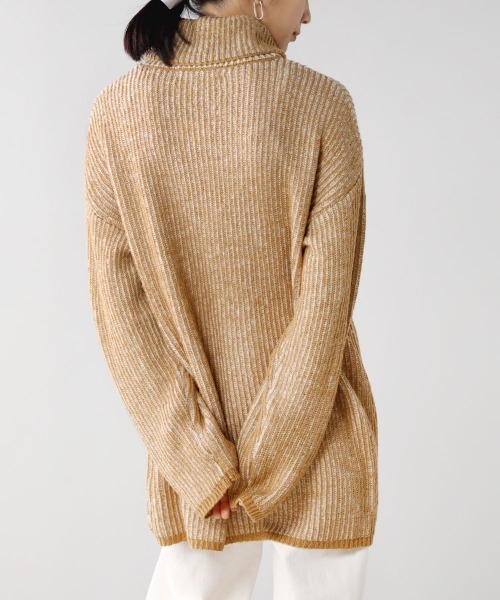 Bou Jeloud（ブージュルード）の「【WEB限定】モヘアタッチ配色リブニットチュニック（ニット/セーター・レディース・チャコールグレー/ブルー/マスタード・FREE）」の18枚目の写真