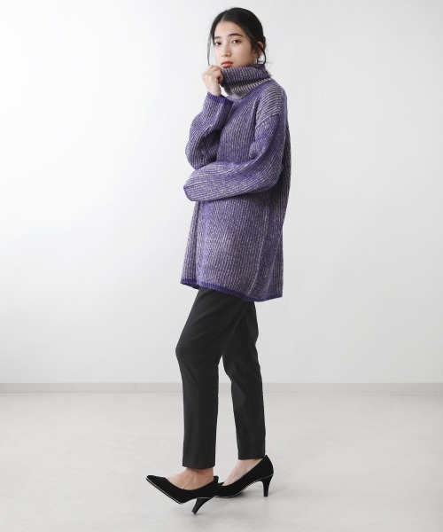Bou Jeloud（ブージュルード）の「【WEB限定】モヘアタッチ配色リブニットチュニック（ニット/セーター・レディース・チャコールグレー/ブルー/マスタード・FREE）」の12枚目の写真