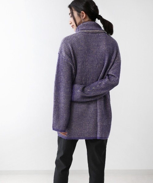 Bou Jeloud（ブージュルード）の「【WEB限定】モヘアタッチ配色リブニットチュニック（ニット/セーター・レディース・チャコールグレー/ブルー/マスタード・FREE）」の19枚目の写真