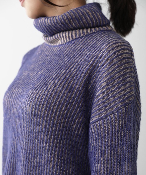 Bou Jeloud（ブージュルード）の「【WEB限定】モヘアタッチ配色リブニットチュニック（ニット/セーター・レディース・チャコールグレー/ブルー/マスタード・FREE）」の15枚目の写真