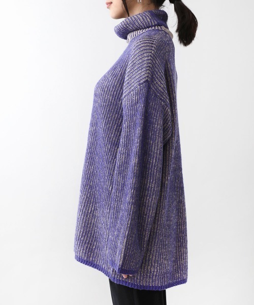 Bou Jeloud（ブージュルード）の「【WEB限定】モヘアタッチ配色リブニットチュニック（ニット/セーター・レディース・チャコールグレー/ブルー/マスタード・FREE）」の10枚目の写真
