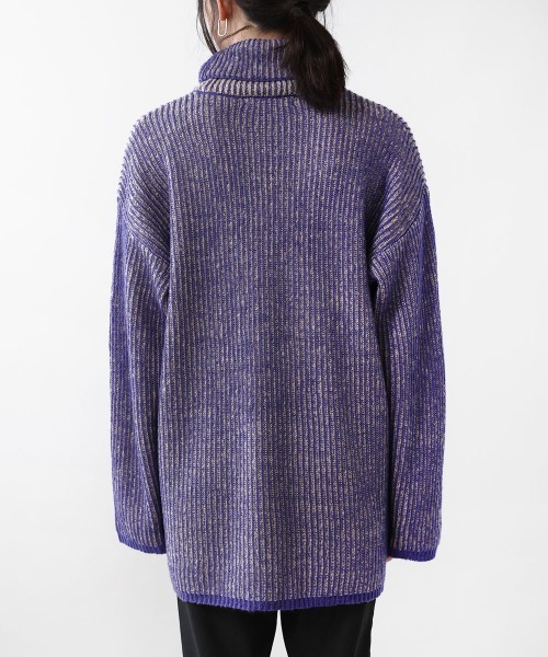 Bou Jeloud（ブージュルード）の「【WEB限定】モヘアタッチ配色リブニットチュニック（ニット/セーター・レディース・チャコールグレー/ブルー/マスタード・FREE）」の22枚目の写真