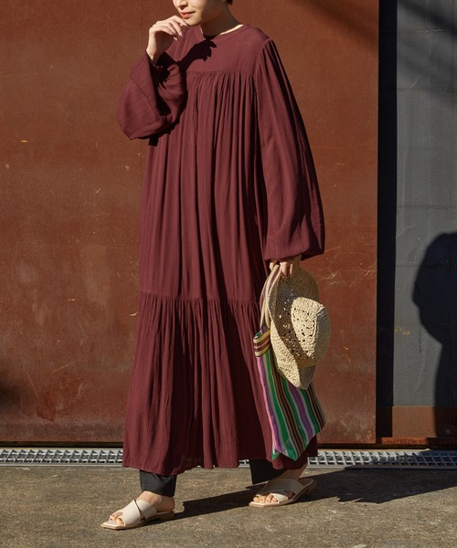 FREAK'S STORE（フリークスストア）の「▽【WEB限定】インド楊柳2WAYワンピース（ワンピース・レディース・ピンク/ワイン/グリーン/ダークネイビー・SMALL/MEDIUM）」の14枚目の写真