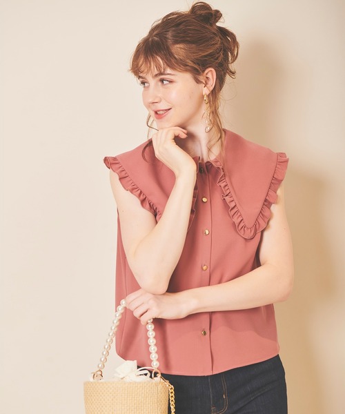 31 Sons de mode（トランテアン　ソン　ドゥ　モード）の「フリルビッグカラーブラウス（シャツ/ブラウス・レディース・オフホワイト/ピンク・36）」の13枚目の写真