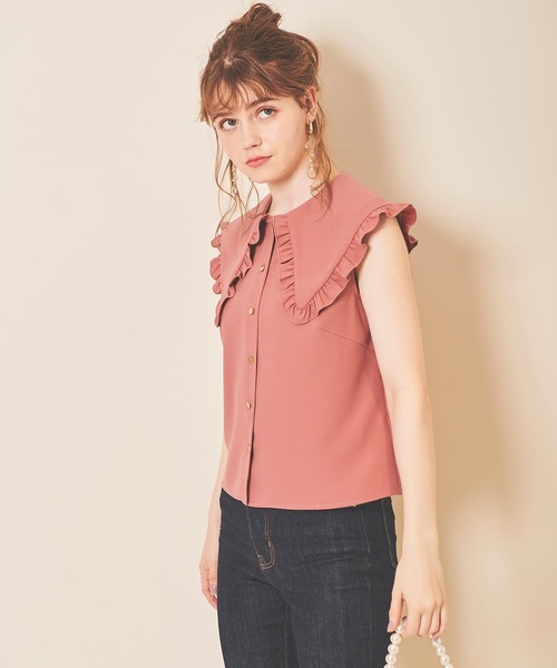 31 Sons de mode（トランテアン　ソン　ドゥ　モード）の「フリルビッグカラーブラウス（シャツ/ブラウス・レディース・オフホワイト/ピンク・36）」の9枚目の写真