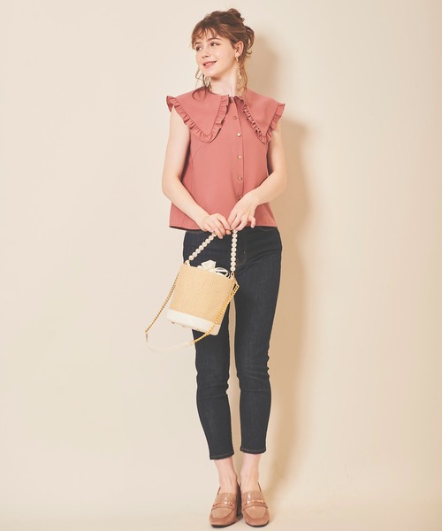 31 Sons de mode（トランテアン　ソン　ドゥ　モード）の「フリルビッグカラーブラウス（シャツ/ブラウス・レディース・オフホワイト/ピンク・36）」の6枚目の写真