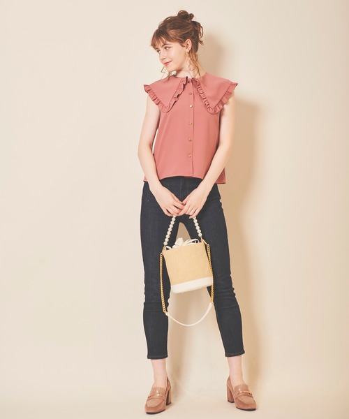 31 Sons de mode（トランテアン　ソン　ドゥ　モード）の「フリルビッグカラーブラウス（シャツ/ブラウス・レディース・オフホワイト/ピンク・36）」の15枚目の写真