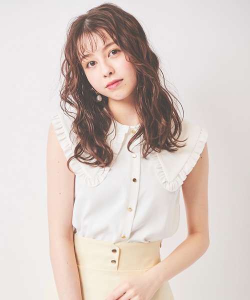 31 Sons de mode（トランテアン　ソン　ドゥ　モード）の「フリルビッグカラーブラウス（シャツ/ブラウス・レディース・オフホワイト/ピンク・36）」の19枚目の写真