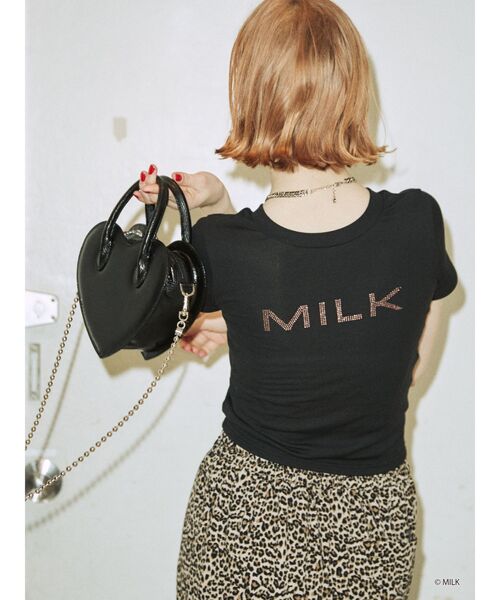 MILK（ミルク）の「MILK ラインストーンロゴTシャツ【コラボ】（Tシャツ/カットソー・レディース・ブラック/オフホワイト/ブルー/その他1・MEDIUM）」の3枚目の写真