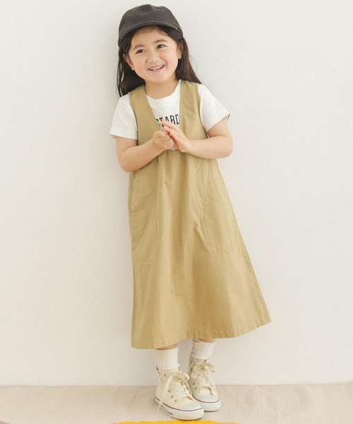 FORK&SPOON（フォークアンドスプーン）の「『親子リンク』FORK&SPOON　Uネックワンピース(KIDS)（ワンピース・キッズ・ベージュ/ネイビー・105/120/135）」の3枚目の写真