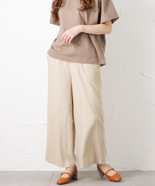 NAVY（ネイビー）の「ミントリネン ロングワイドパンツ（その他パンツ・レディース・ベージュ/カーキ/グリーン/オレンジ・M/L）」の19枚目の写真