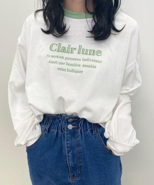 INGNI(イング)の「ふくれ刺繍ロゴロングTシャツ(Tシャツ/カットソー・レディース・ホワイト×ピンク/ホワイト×ブラック/ホワイト×グリーン/ホワイト×レッド・M)」の3枚目の写真