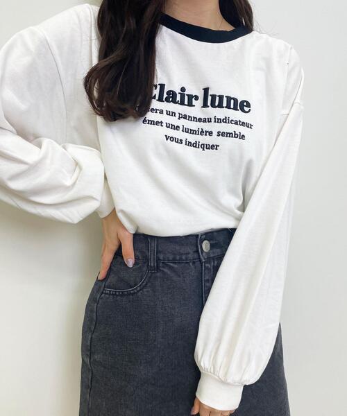 INGNI(イング)の「ふくれ刺繍ロゴロングTシャツ(Tシャツ/カットソー・レディース・ホワイト×ピンク/ホワイト×ブラック/ホワイト×グリーン/ホワイト×レッド・M)」の4枚目の写真