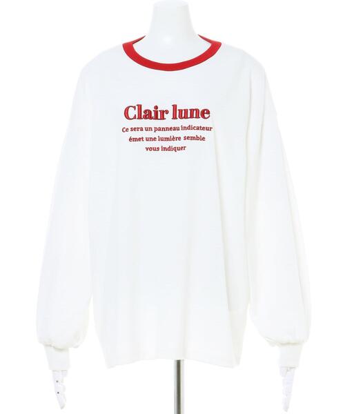 INGNI(イング)の「ふくれ刺繍ロゴロングTシャツ(Tシャツ/カットソー・レディース・ホワイト×ピンク/ホワイト×ブラック/ホワイト×グリーン/ホワイト×レッド・M)」の5枚目の写真
