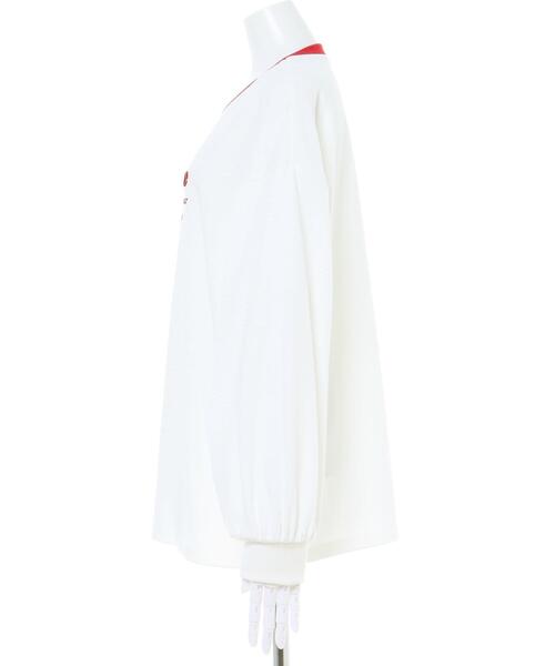 INGNI(イング)の「ふくれ刺繍ロゴロングTシャツ(Tシャツ/カットソー・レディース・ホワイト×ピンク/ホワイト×ブラック/ホワイト×グリーン/ホワイト×レッド・M)」の6枚目の写真