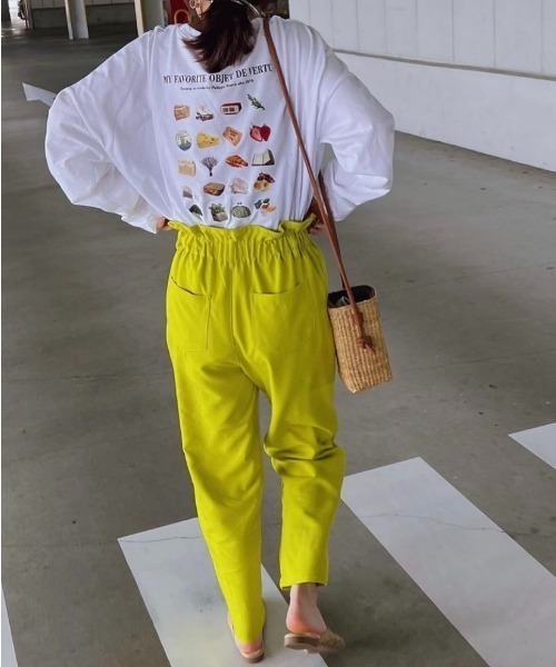 DuKKah（デュカ）の「Dukkah/【低身長向け】ギャザーフリルマムパンツ（スラックス・レディース・レッド/ライム/ブラック・X-SMALL）」の3枚目の写真