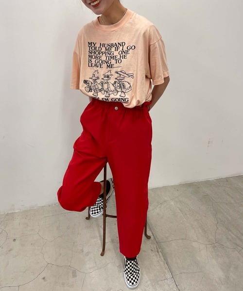 DuKKah（デュカ）の「Dukkah/【低身長向け】ギャザーフリルマムパンツ（スラックス・レディース・レッド/ライム/ブラック・X-SMALL）」の16枚目の写真