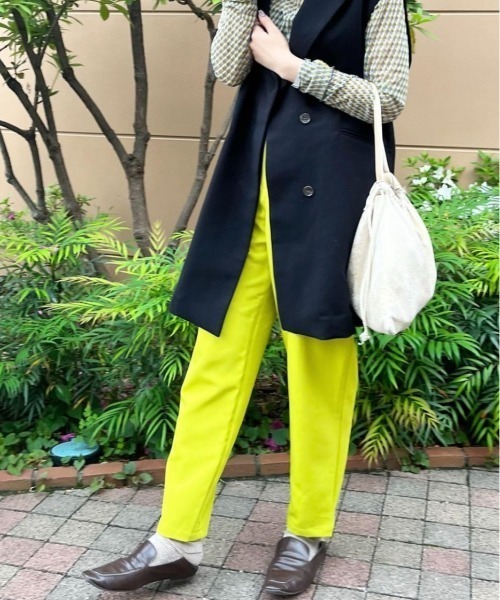 DuKKah（デュカ）の「Dukkah/【低身長向け】ギャザーフリルマムパンツ（スラックス・レディース・レッド/ライム/ブラック・X-SMALL）」の7枚目の写真