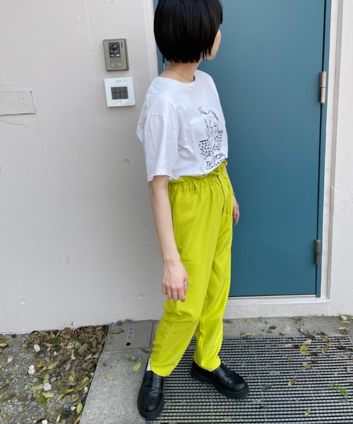 DuKKah（デュカ）の「Dukkah/【低身長向け】ギャザーフリルマムパンツ（スラックス・レディース・レッド/ライム/ブラック・X-SMALL）」の6枚目の写真