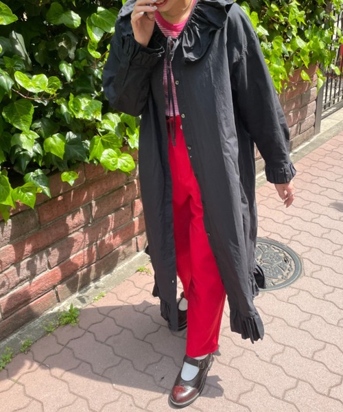 DuKKah（デュカ）の「Dukkah/【低身長向け】ギャザーフリルマムパンツ（スラックス・レディース・レッド/ライム/ブラック・X-SMALL）」の8枚目の写真