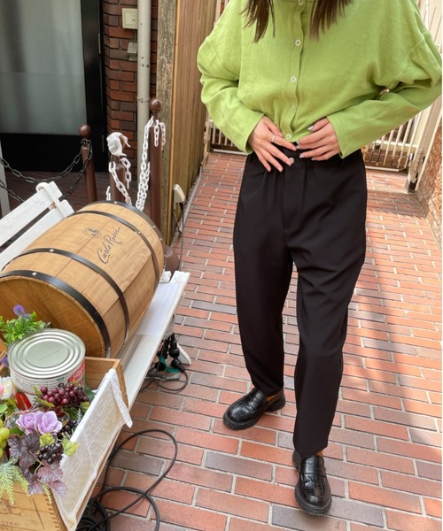 DuKKah（デュカ）の「Dukkah/【低身長向け】ギャザーフリルマムパンツ（スラックス・レディース・レッド/ライム/ブラック・X-SMALL）」の10枚目の写真