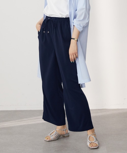 AMERICAN HOLIC（アメリカンホリック）の「ドロストとろみワイドパンツ（その他パンツ・レディース・ブラック/ネイビー/アイボリー/モカ/ドット・S/M/L）」の4枚目の写真