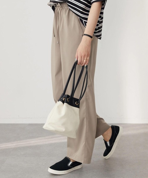 AMERICAN HOLIC（アメリカンホリック）の「ドロストとろみワイドパンツ（その他パンツ・レディース・ブラック/ネイビー/アイボリー/モカ/ドット・S/M/L）」の3枚目の写真